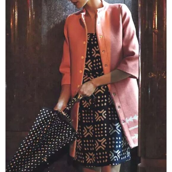 ~Anthropologie Med Wool Coat Lauren Moffatt "Eastward" Coral Peach Women's M - Picture 4 of 15